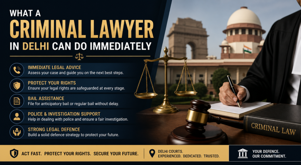 Criminal Lawyer in Delhi – Immediate Legal Help & Bail Support